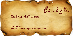 Csiky Ágnes névjegykártya